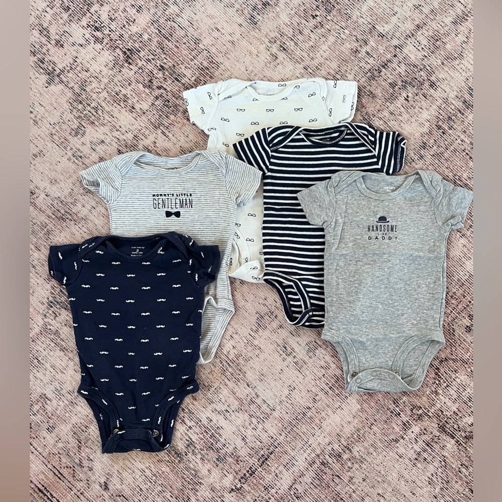 Carter's Blue and Gray Bodysuits Soft Cotton One Pieces
